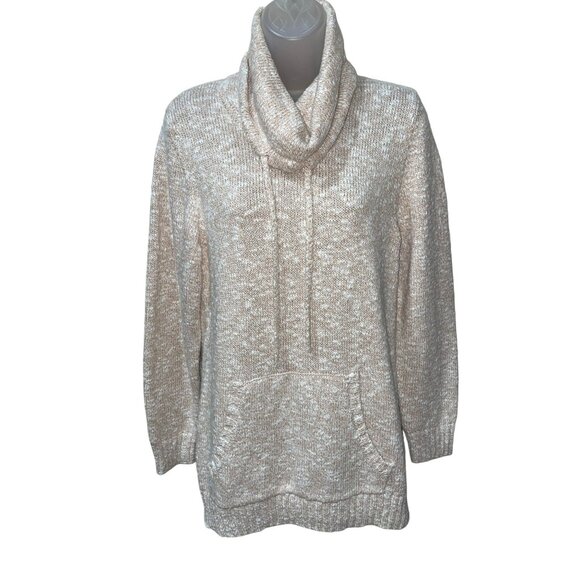 L.L.Bean Womens Medium Beige Cowl Neck Ragg Longer Sweater - Picture 6 of 8